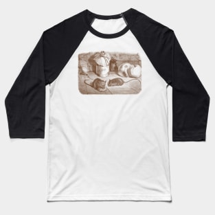 Mice Gift, Funny Vintage Print - Sepia Baseball T-Shirt